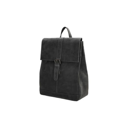 Stylischer mittelgroßer Damen Leder-Rucksack schwarz
