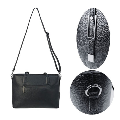 Damen Arbeitstasche elegante Tote-Bag Schwarz Details Beschläge