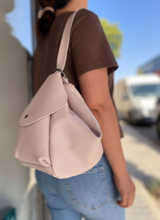 Damen Schultertasche mit Rucksack-Funktion und versteckter Tasche