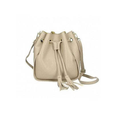 Beuteltasche aus echtem Leder mit Kordelzug, Lederfransen & Crossbody Riemen - "Toscana"