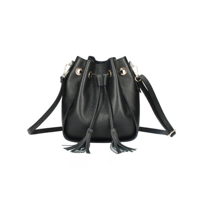 Beuteltasche aus echtem Leder mit Kordelzug, Lederfransen & Crossbody Riemen - "Toscana"