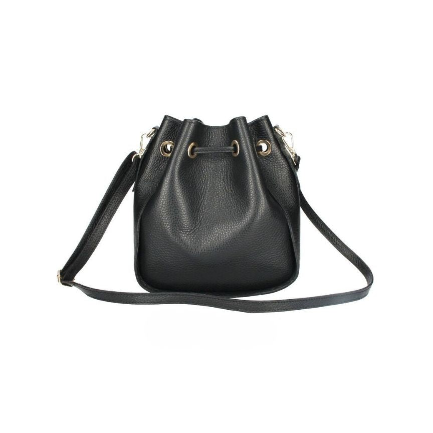 Beuteltasche aus echtem Leder mit Kordelzug, Lederfransen & Crossbody Riemen - "Toscana"