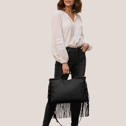 Rosanne - Boho Fransen-Clutch mit Schulterriemen
