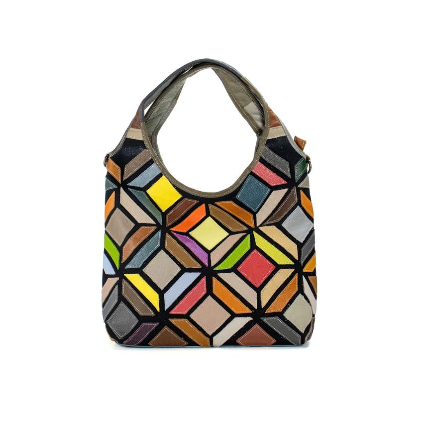 Bunte Damen Umhängetasche - mittelgroß, leicht & alltagsfreundlich