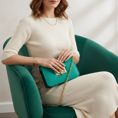 Bunte Handtasche - Party Clutch mit Kettenriemen