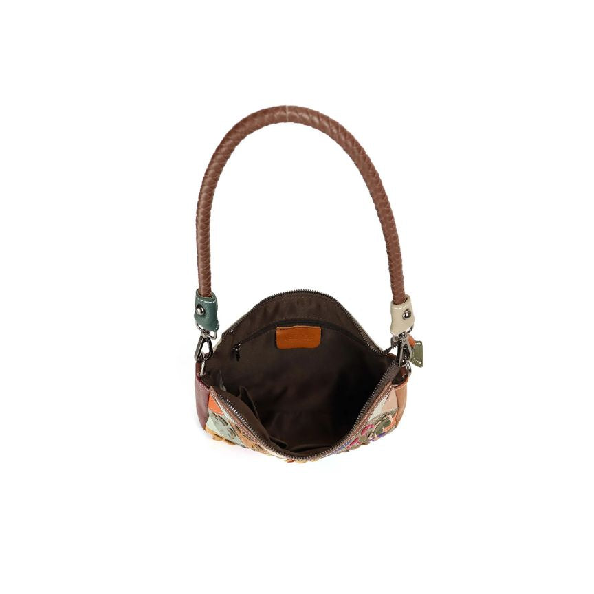 Bunte Italienische Leder Handtasche mit Blumenmuster - edle