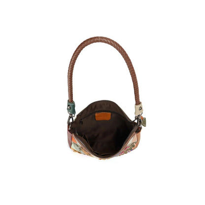 Bunte Italienische Leder Handtasche mit Blumenmuster - edle