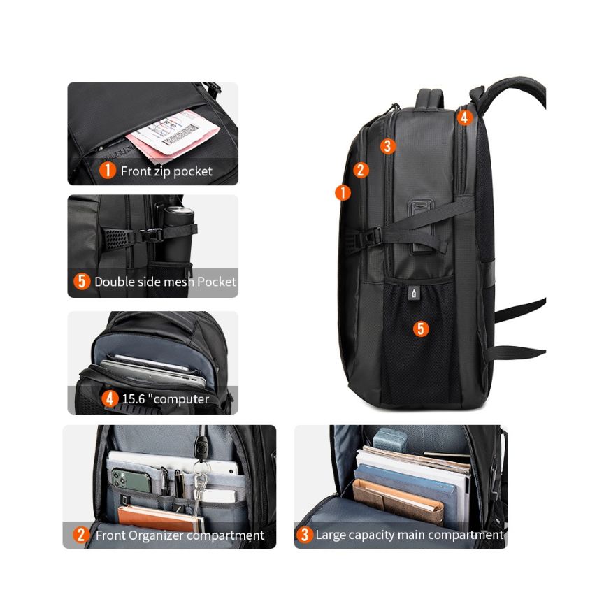 Business-Alltags Rucksack mit Laptopfach und USB-Anschluss