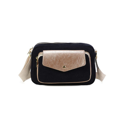 Damen Crossbody-Bag im stilvollen Leder-Cord Materialmix - mittelgroß