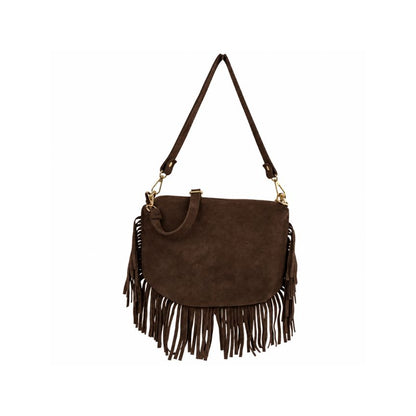 Selma - Stilvolle Wildleder Crossbody-Tasche mit Fransen - Boho-Style