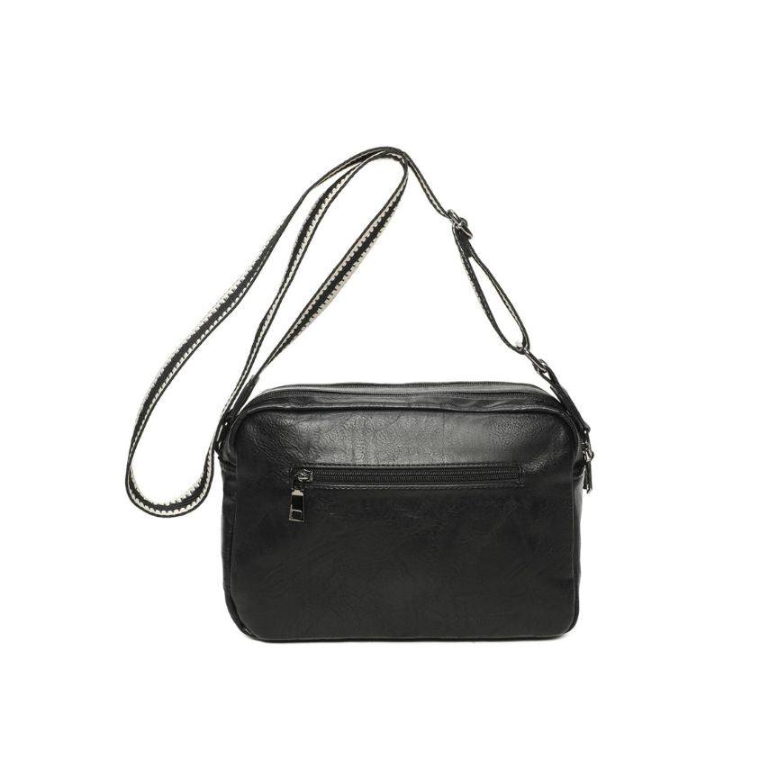 Crossbody-Bag - mittelgroße Damenhandtasche im Leder-Stoff Materialmix