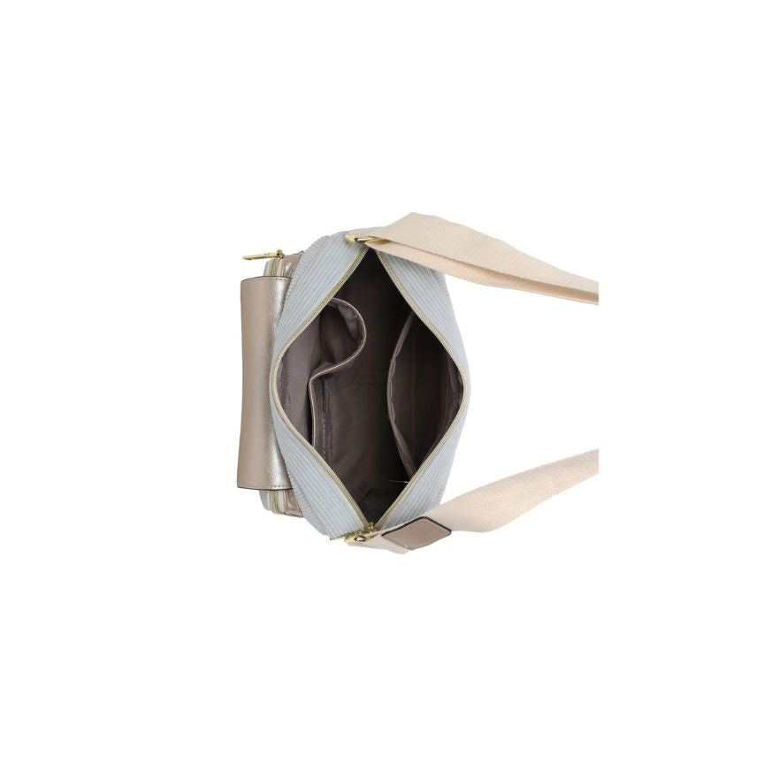 Damen Crossbody-Bag im stilvollen Leder-Cord Materialmix - mittelgroß