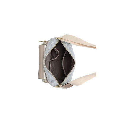 Damen Crossbody-Bag im stilvollen Leder-Cord Materialmix - mittelgroß