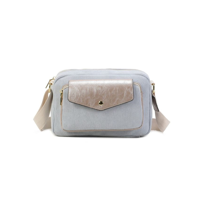 Damen Crossbody-Bag im stilvollen Leder-Cord Materialmix - mittelgroß