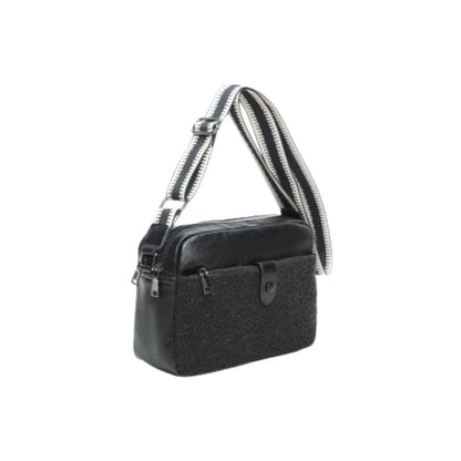 Crossbody-Bag - mittelgroße Damenhandtasche im Leder-Stoff Materialmix