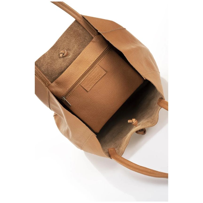 Italienische Leder Shopper-Tasche für Damen - praktisch, schlicht, robust