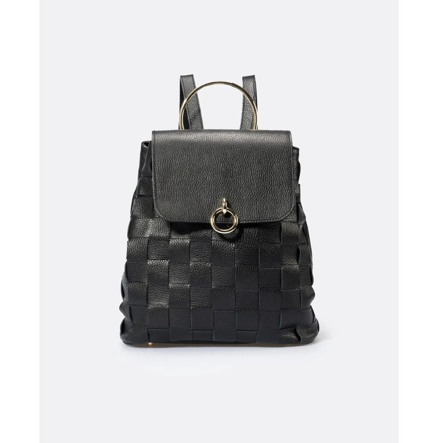 Damen Fashion Lederrucksack - Elegant mit Metall-Henkel & Goldfarbenen Details