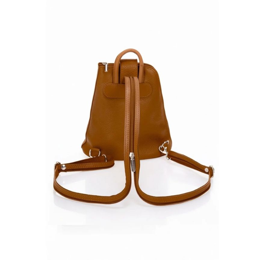 Damen Fashion Lederrucksack - Kleiner City-Rucksack mit Fronttasche