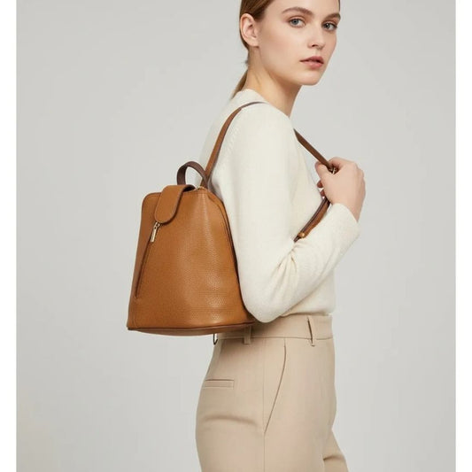Damen Fashion Lederrucksack - Kleiner City-Rucksack mit Fronttasche