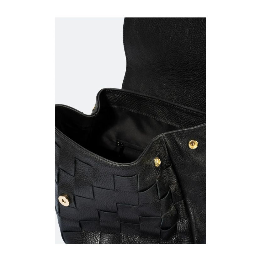 Damen Fashion Lederrucksack - Elegant mit Metall-Henkel & Goldfarbenen Details