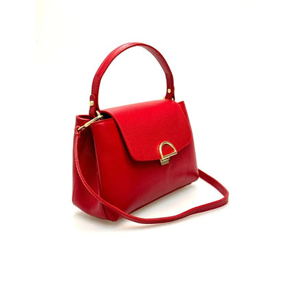 Damen Leder Clutch - Elegante Handtasche mit Henkel & 2 Fächern - Modern & Vielseitig