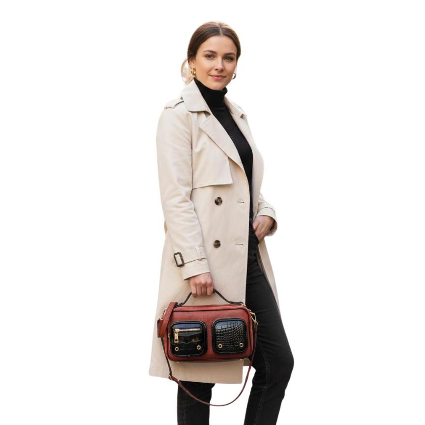Damen Leder Crossbodybag 2026 - Modern, Edel, mit zwei Fronttaschen