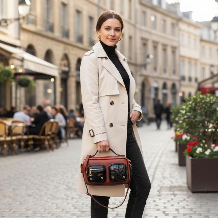 Damen Leder Crossbodybag 2026 - Modern, Edel, mit zwei Fronttaschen