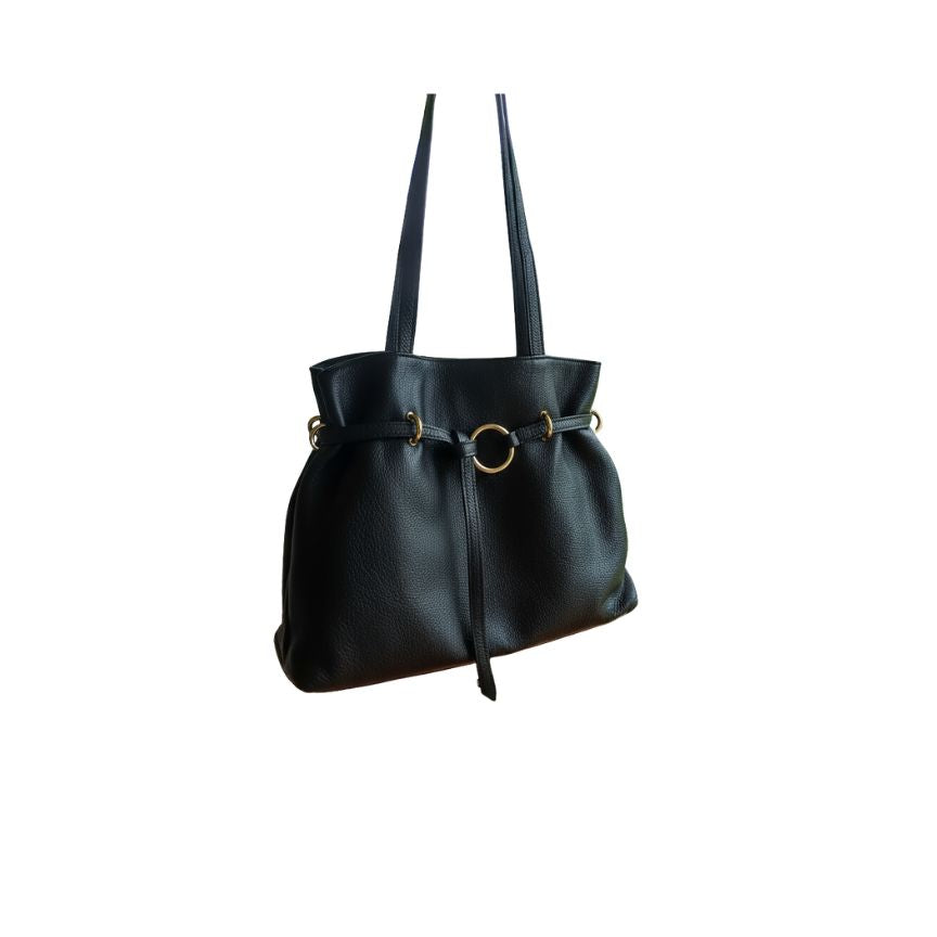 Damen Leder Shopper-Tasche mit edlen Details - geräumig