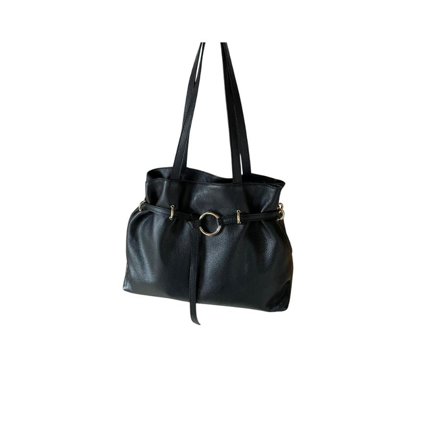 Damen Leder Shopper-Tasche mit edlen Details - geräumig