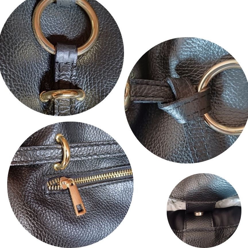 Damen Leder Shopper-Tasche mit edlen Details - geräumig