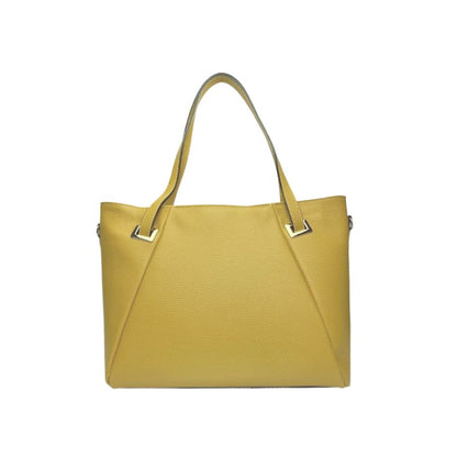 Damen Leder Henkeltasche mit goldfarbenen Details - Moderner Shopper