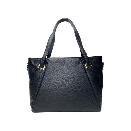 Damen Leder Henkeltasche mit goldfarbenen Details - Moderner Shopper