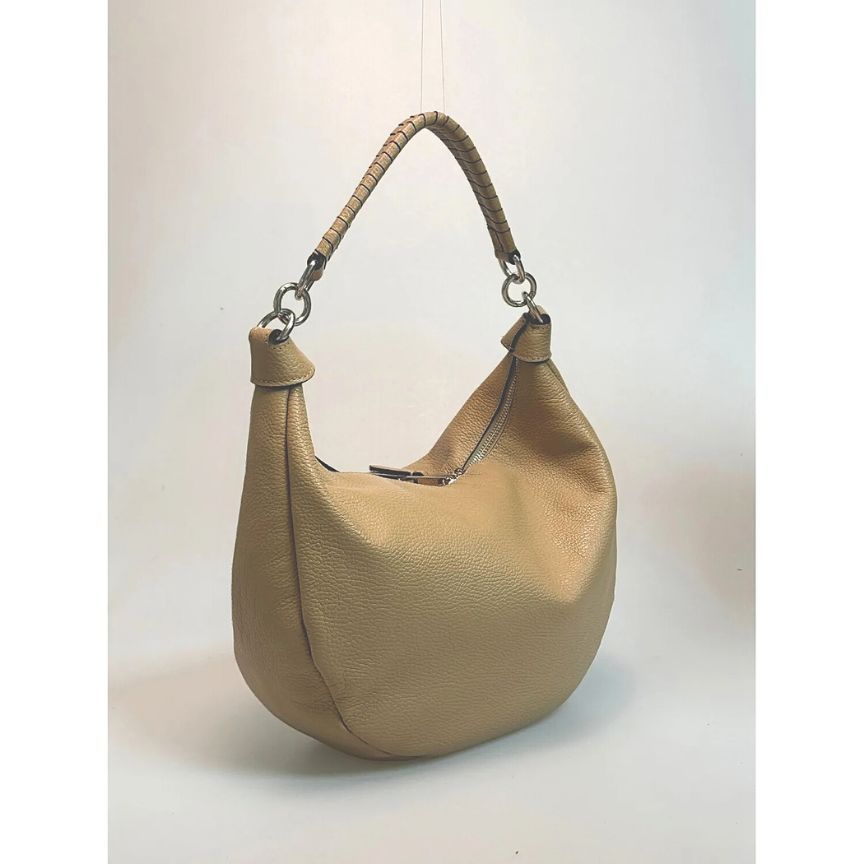 Damen Leder Mondtasche - Stilvolle Handtasche mit kurzem Henkel & abnehmbarem Schultergurt