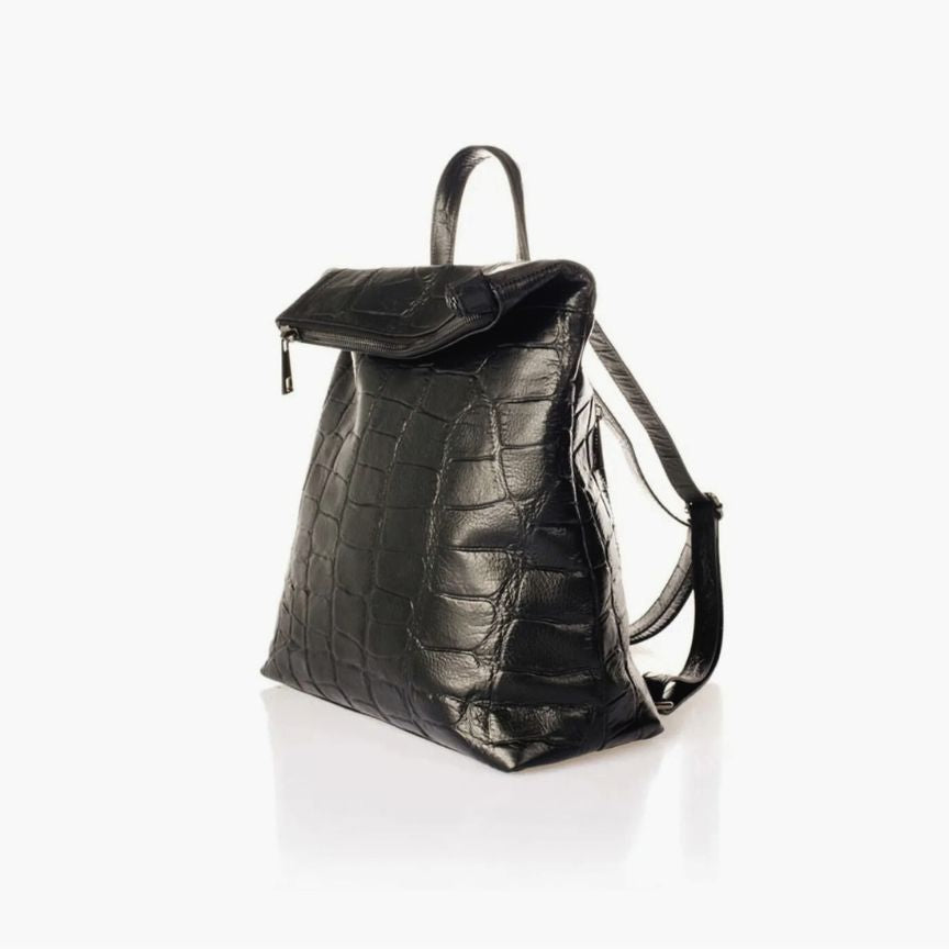 Damen Lederrucksack - Erweiterbar mit Musterdesign, Einzelfach & stabilem Reißverschluss