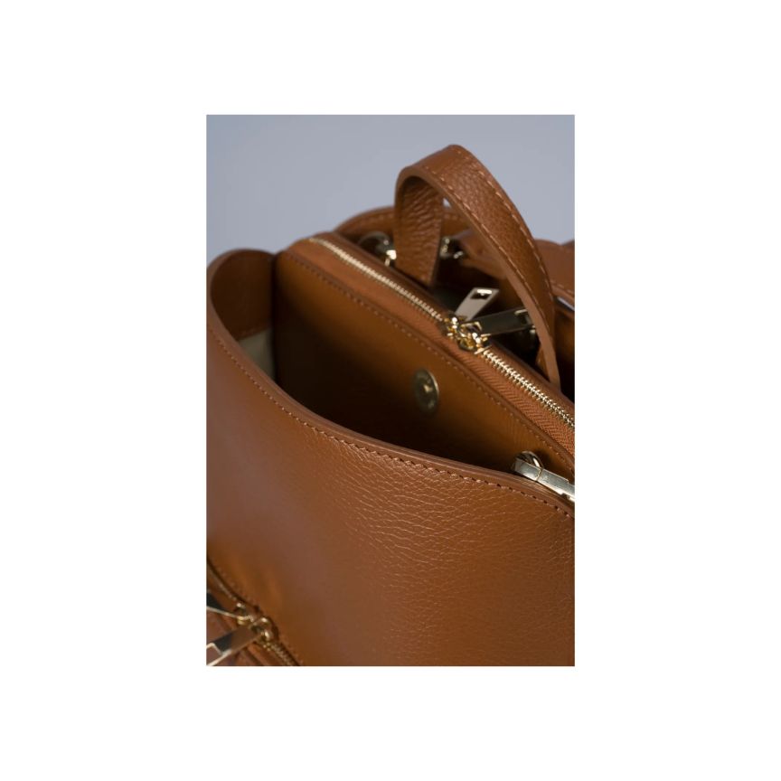 Damen Lederrucksack - Praktisch mit Fronttasche, 2 Fächern, Henkel & Schultergurt