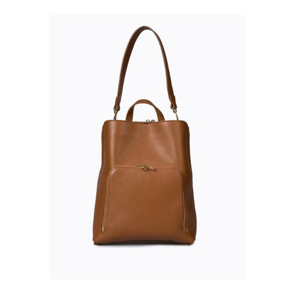 Damen Lederrucksack - Praktisch mit Fronttasche, 2 Fächern, Henkel & Schultergurt