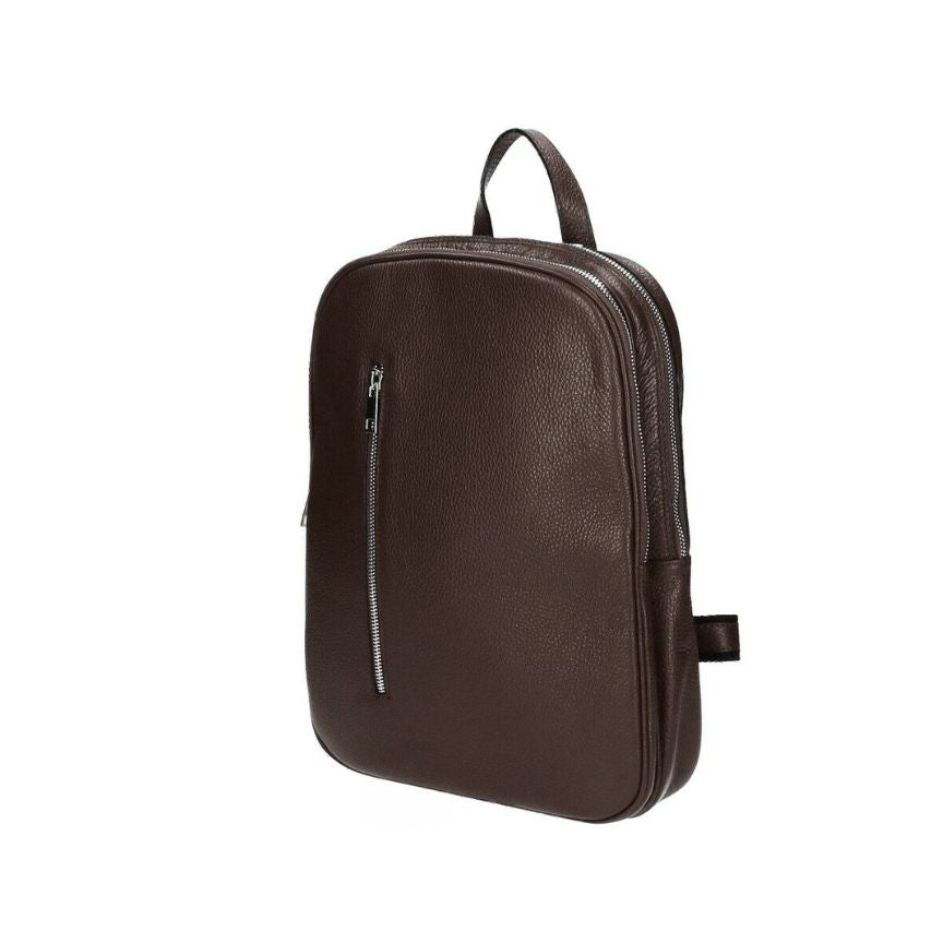 Damen Lederrucksack - Schlicht & Elegant mit 2 Hauptfächern, Fronttasche & Henkel - Mittelgroß