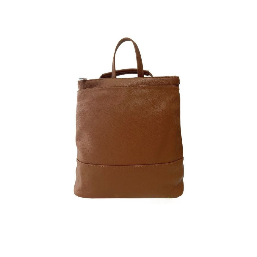 Damen Lederrucksack mit 2 Fächern & Henkel  - Schlicht, Mittelgroß, Praktisch