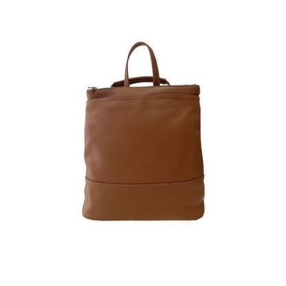 Damen Lederrucksack mit 2 Fächern & Henkel  - Schlicht, Mittelgroß, Praktisch