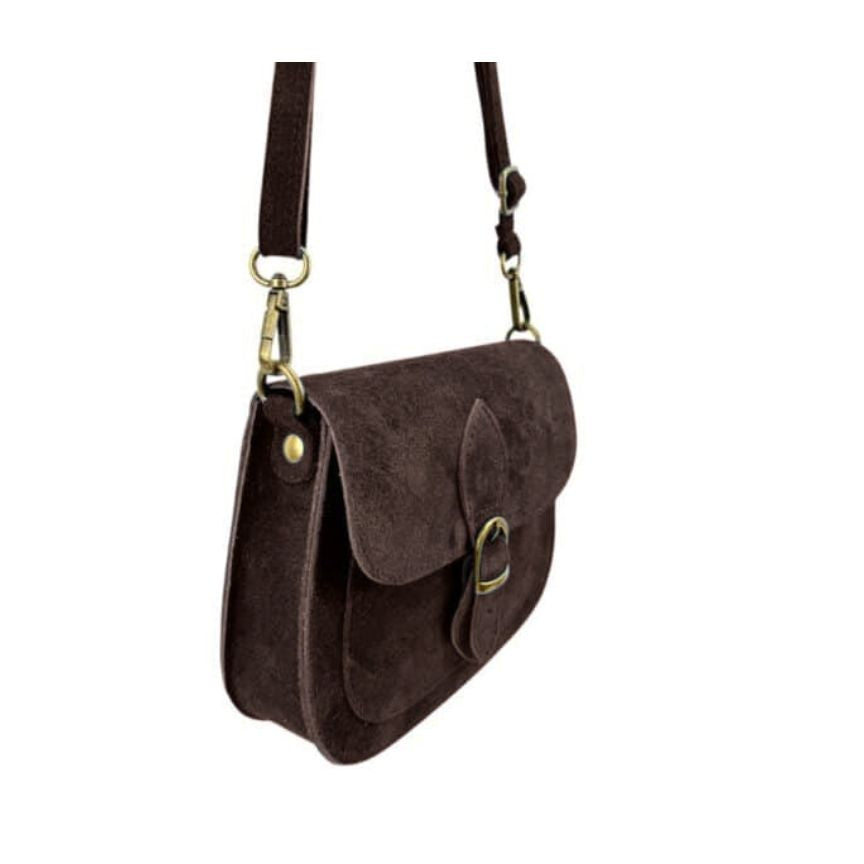 Damen Schultertasche aus Wildleder mit Fronttasche - modern, vielseitig, beliebt
