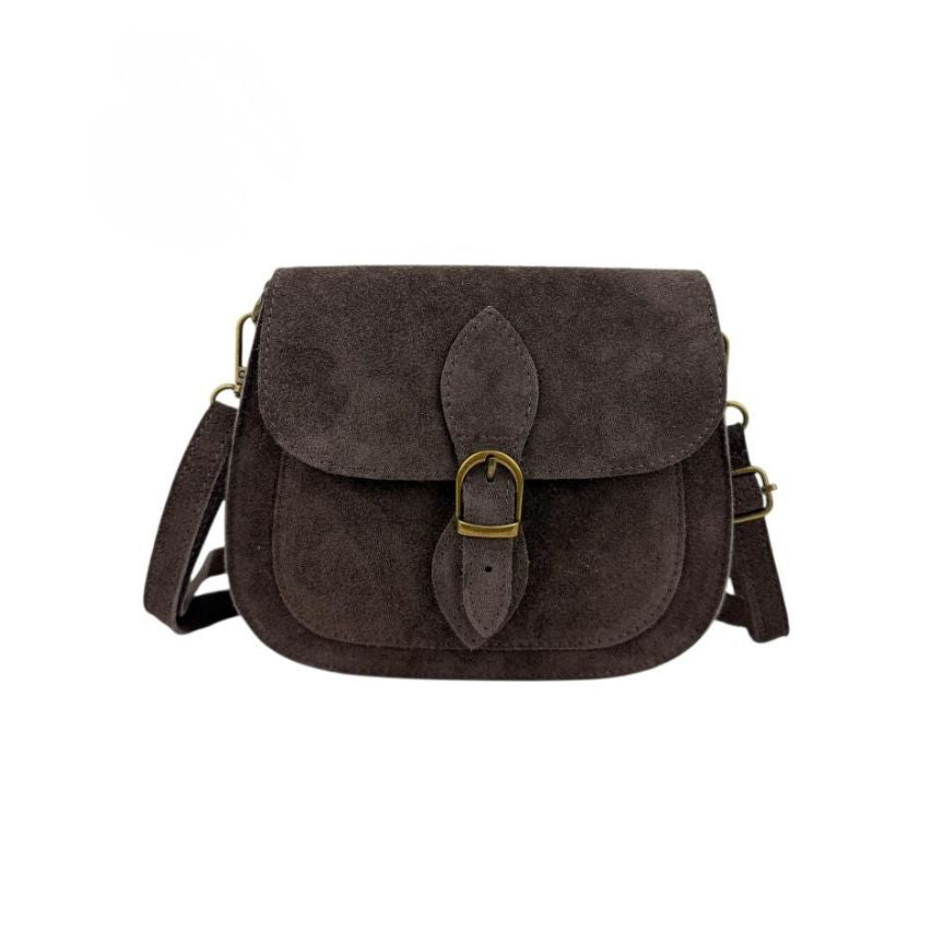 Damen Schultertasche aus Wildleder mit Fronttasche - modern, vielseitig, beliebt