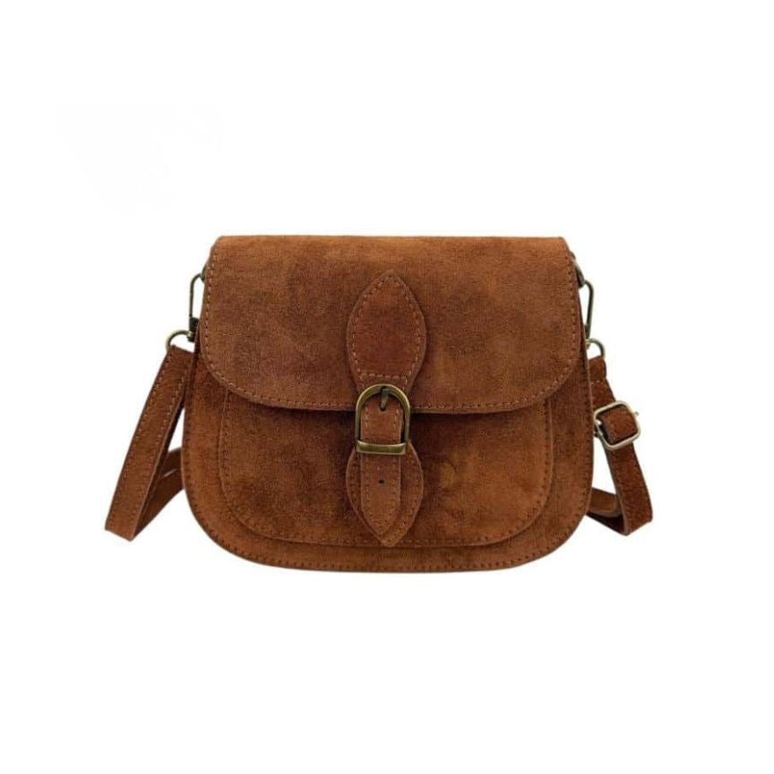 Damen Schultertasche aus Wildleder mit Fronttasche - modern, vielseitig, beliebt