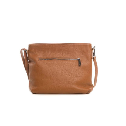Moderne Damen Schultertasche aus echtem Leder mit Fronttasche - Alltagstauglich