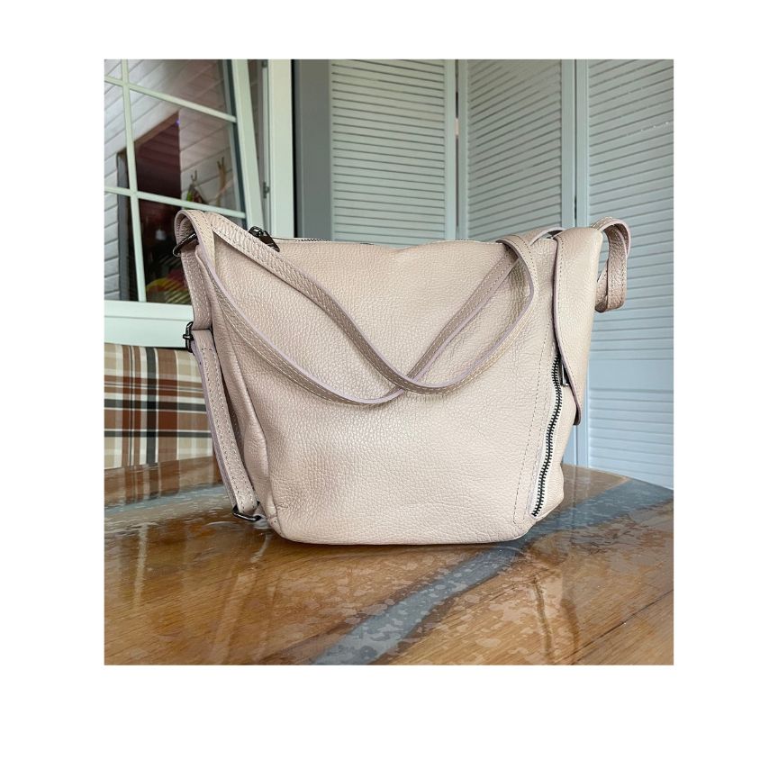 Damen Schultertasche mit Rucksack-Funktion und versteckter Tasche