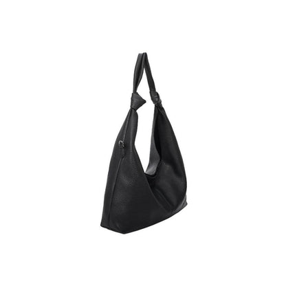 Damen Schwarze Schultertasche - schwarz, mittelgroß, 2-er Set