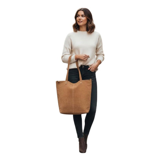 Damen Shopper aus Wildleder - Mittelgroß, Elegant und Praktisch