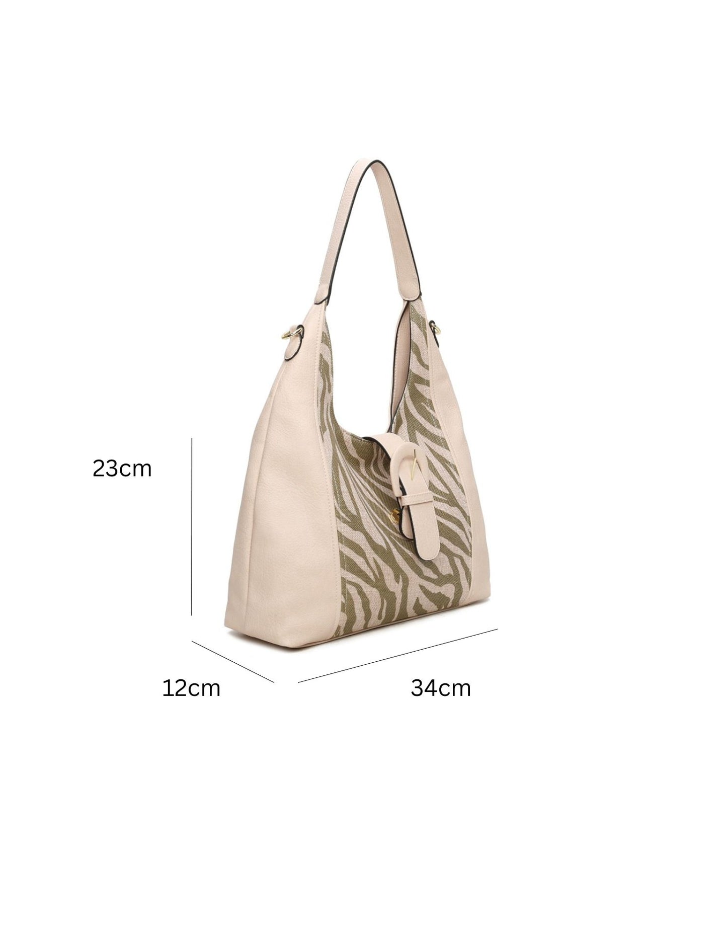 Damen Umhängetasche im stilvollen Leder-Stoff Materialmix - mittelgroß