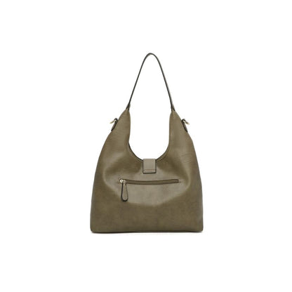 Damen Umhängetasche im stilvollen Leder-Stoff Materialmix - mittelgroß