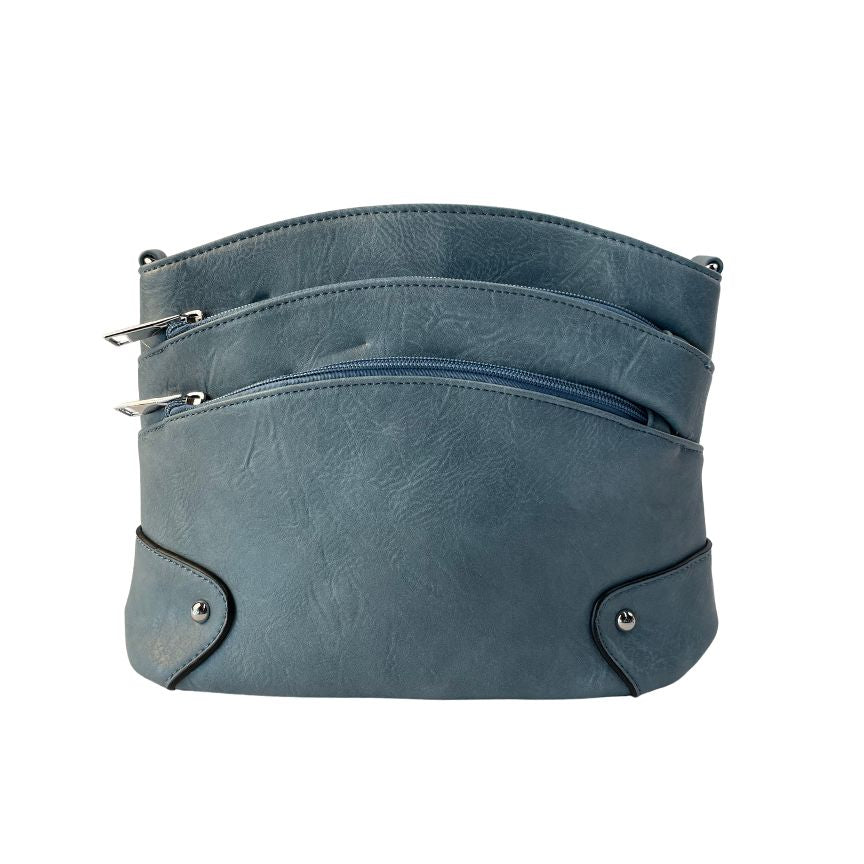 Praktische Damen Crossbody-Bag mit drei Fächern für den Alltag blau