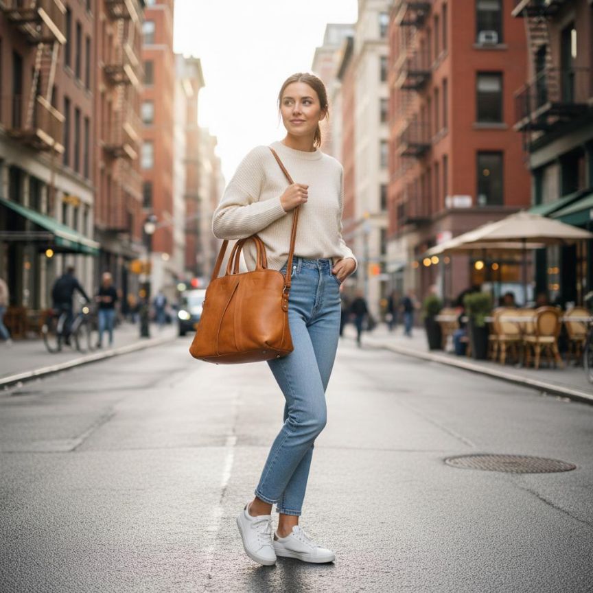 Damen Echtleder Henkeltasche - Geräumig & modern
